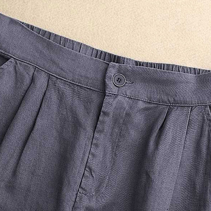 Pantaloncini da donna estivi casual con cerniera, bottoni a rana e tasche, con stampa Buddha Stones. - image 7