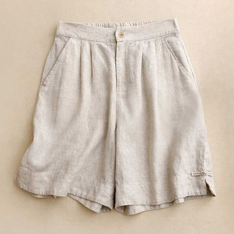 Pantaloncini da donna con tasche , Buddha Stones, casual, estivi, tinta unita, con cerniera e bottone in fibra acrilica