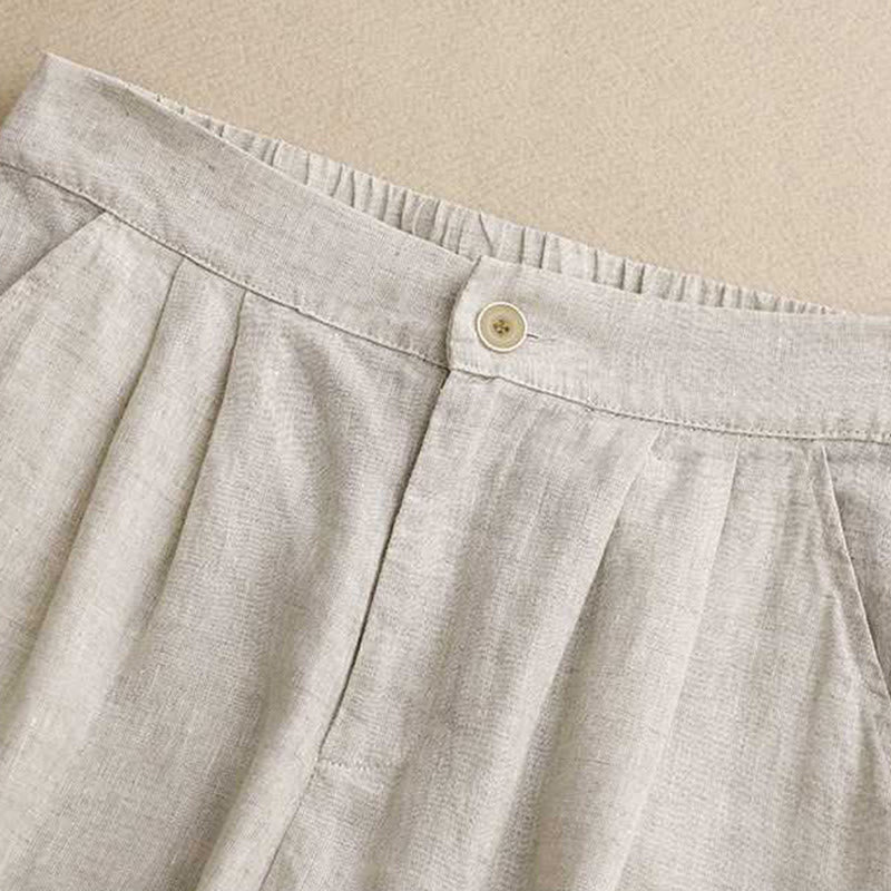 Pantaloncini da donna estivi casual con cerniera, bottoni a rana e tasche, con stampa Buddha Stones. - image 14