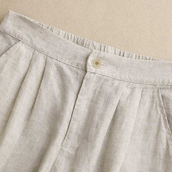 Pantaloncini da donna estivi casual con cerniera, bottoni a rana e tasche, con stampa Buddha Stones. - image 14