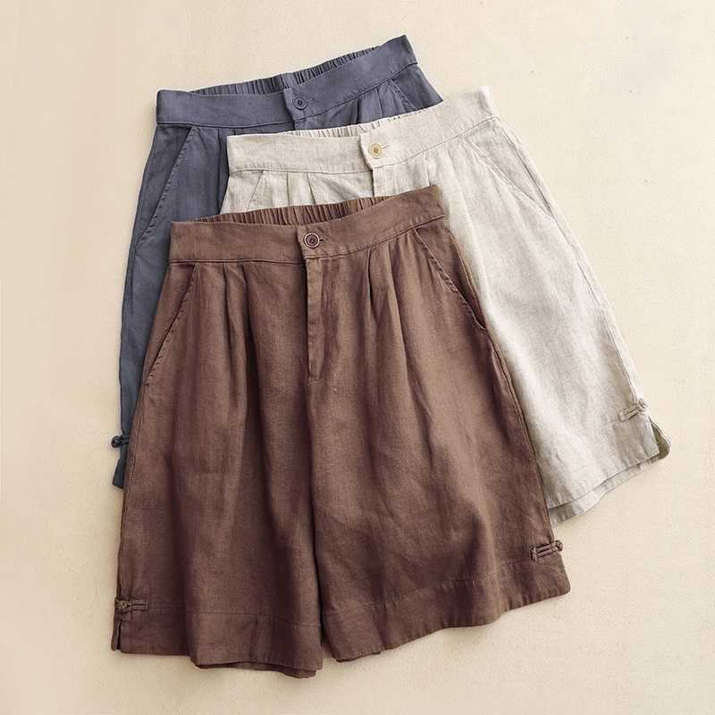 Pantaloncini da donna estivi casual con cerniera, bottoni a rana e tasche, con stampa Buddha Stones. - image 21