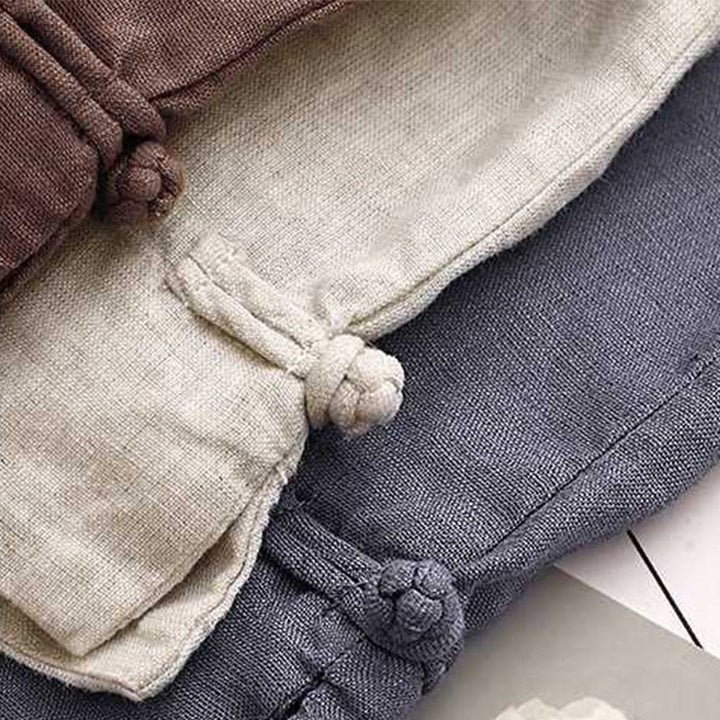 Pantaloncini da donna estivi casual con cerniera, bottoni a rana e tasche, con stampa Buddha Stones. - image 22