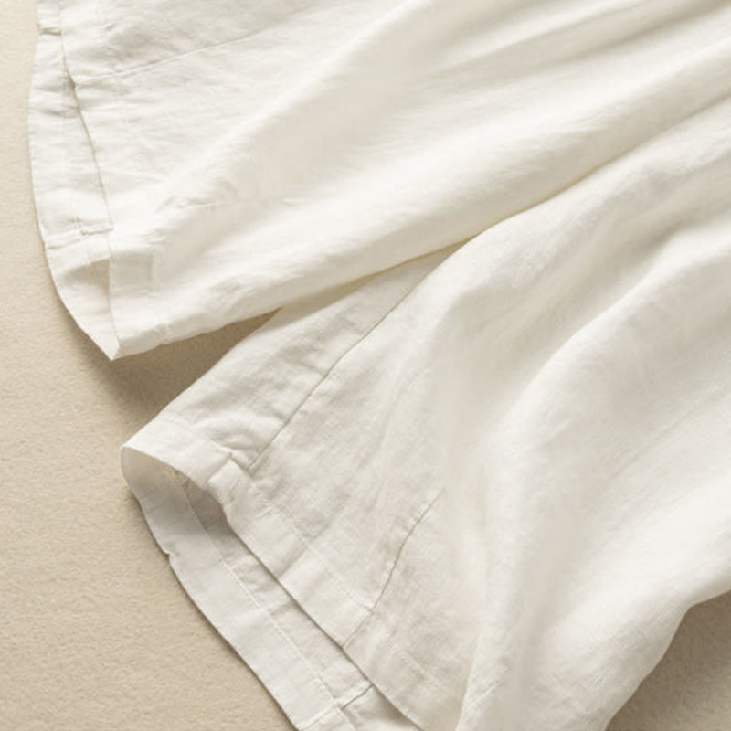 Pantaloncini da donna in lino e cotone con tasche , Buddha Stones, casual, estivi, tinta unita, con cerniera e bottoni - image 11