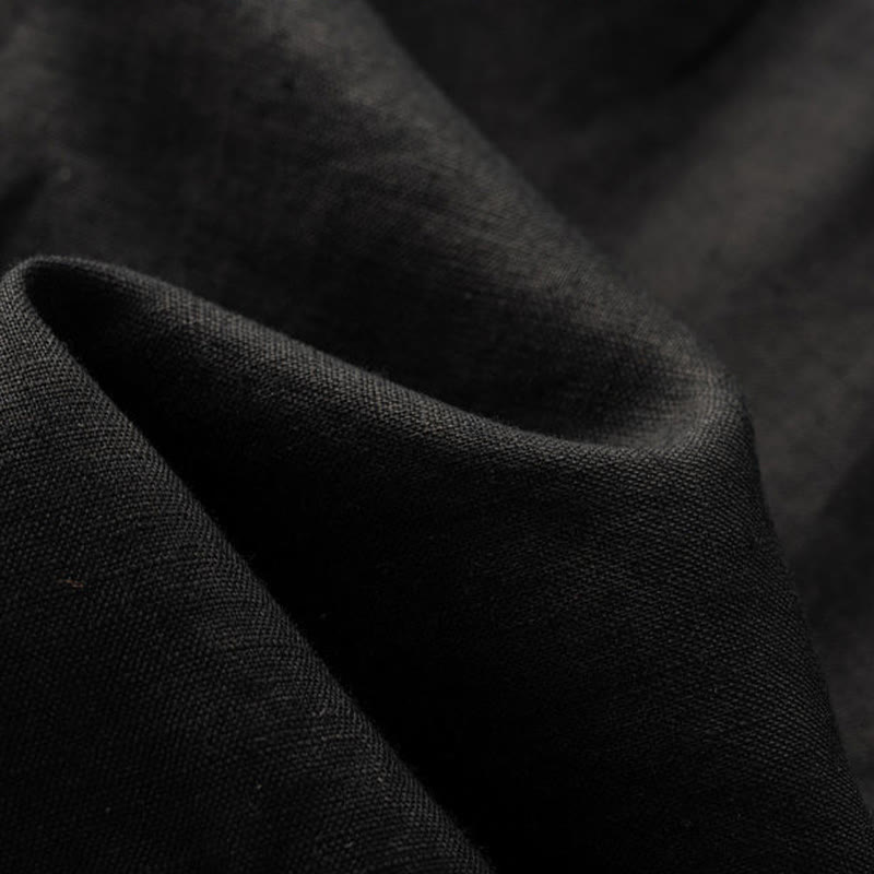 Pantaloncini da donna in lino e cotone con tasche , Buddha Stones, casual, estivi, tinta unita, con cerniera e bottoni - image 14