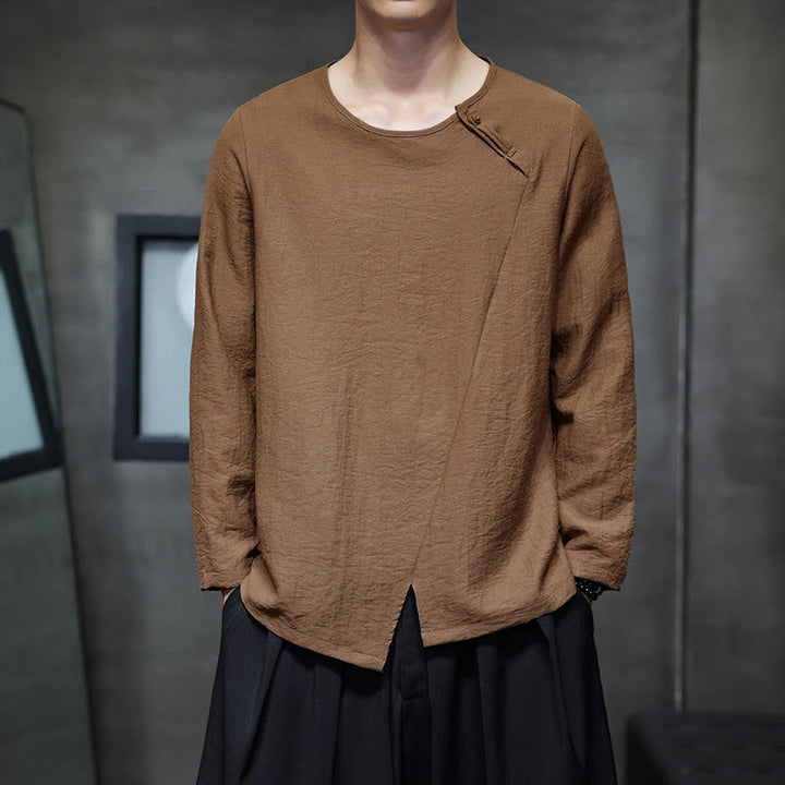 Camicie da uomo larghe a maniche lunghe con scollo rotondo e tinta unita Buddha Stones - Perù - US/UK/AU44，EU54 (5XL) - image 34