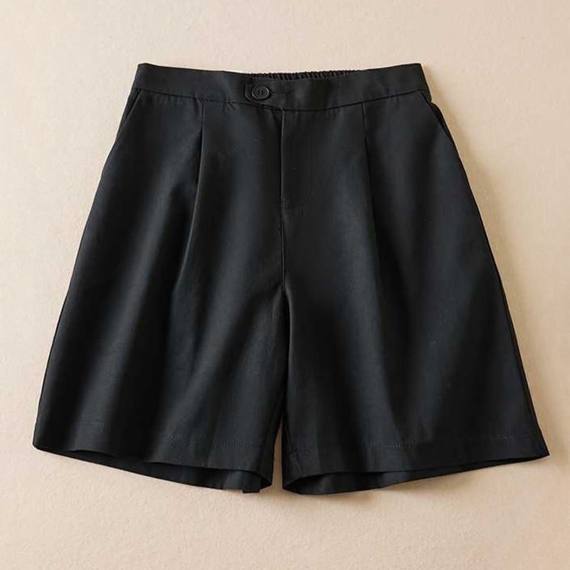 Pantaloncini da donna Buddha Stones, estivi, casual, in cotone e lino, con cerniera e tasche - Nero - US12, UK/AU16, EU44 (3XL) - image 7