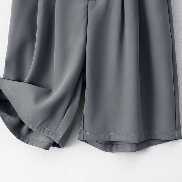 Pantaloncini da donna in lino e cotone tinta unita con tasche , Buddha Stones, casual, estivi, con cerniera e bottone - image 1