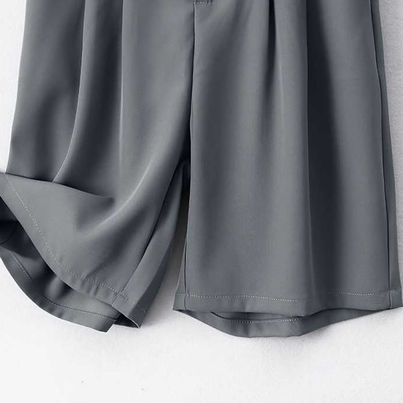 Pantaloncini da donna in lino e cotone tinta unita con tasche , Buddha Stones, casual, estivi, con cerniera e bottone