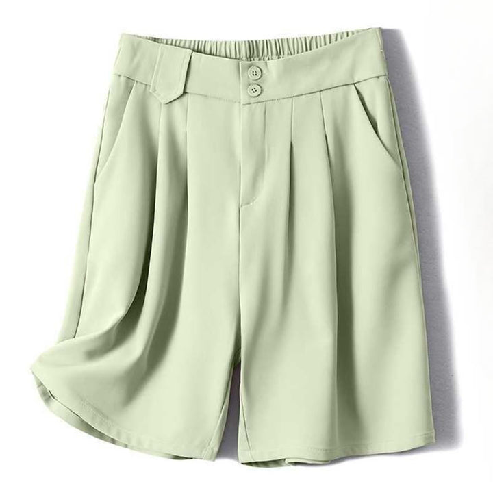 Pantaloncini da donna in lino e cotone tinta unita con tasche , Buddha Stones, casual, estivi, con cerniera e bottone