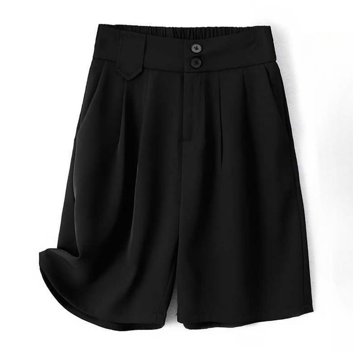 Pantaloncini da donna in lino e cotone tinta unita con tasche , Buddha Stones, casual, estivi, con cerniera e bottone