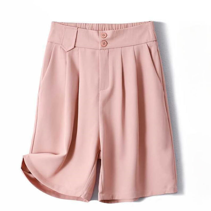 Pantaloncini da donna in lino e cotone tinta unita con tasche , Buddha Stones, casual, estivi, con cerniera e bottone