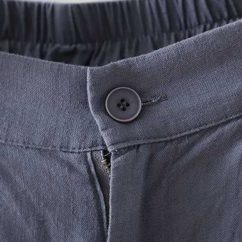 Pantaloncini da donna in fibra acrilica con tasche, Buddha Stones, estivi, casual, tinta unita, con bottone a rana e cerniera - image 2
