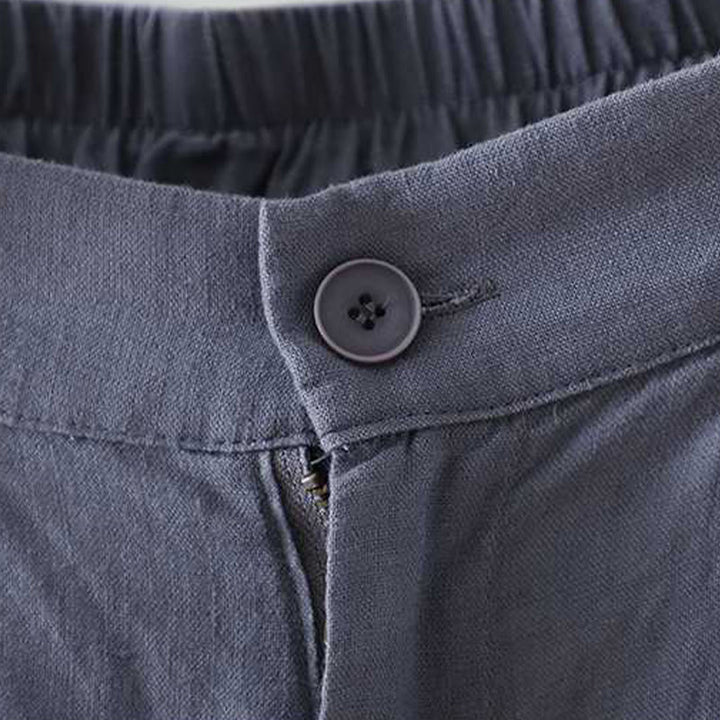 Pantaloncini da donna in fibra acrilica con tasche, Buddha Stones, estivi, casual, tinta unita, con bottone a rana e cerniera - image 2