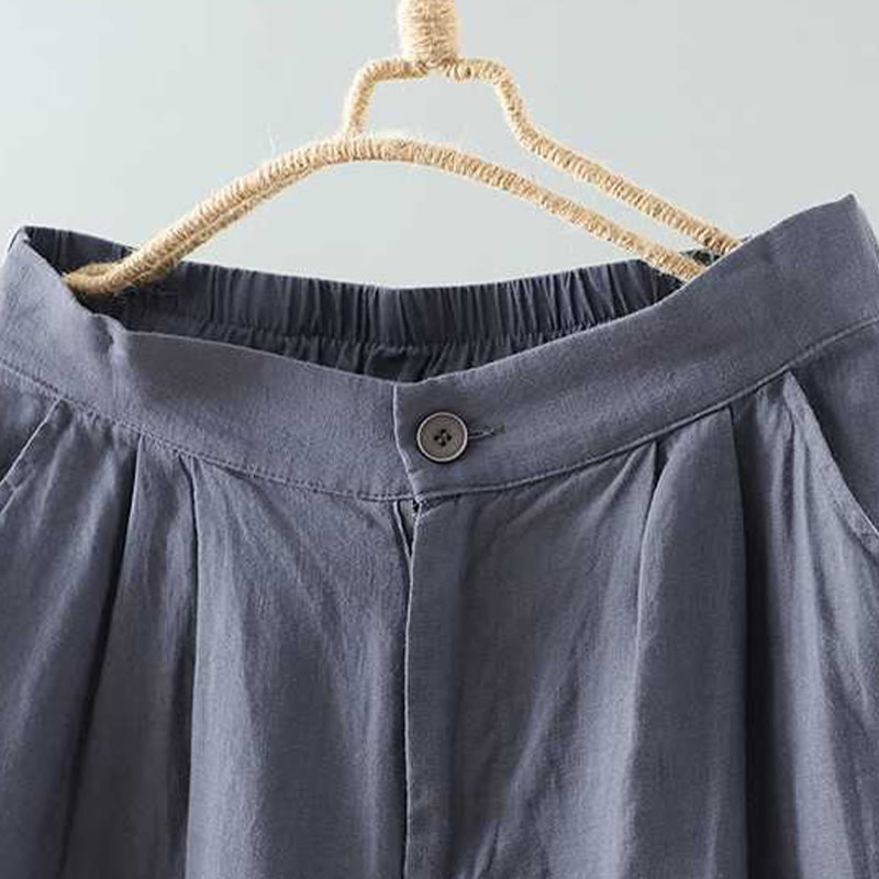 Pantaloncini da donna in fibra acrilica con tasche, Buddha Stones, estivi, casual, tinta unita, con bottone a rana e cerniera - image 1