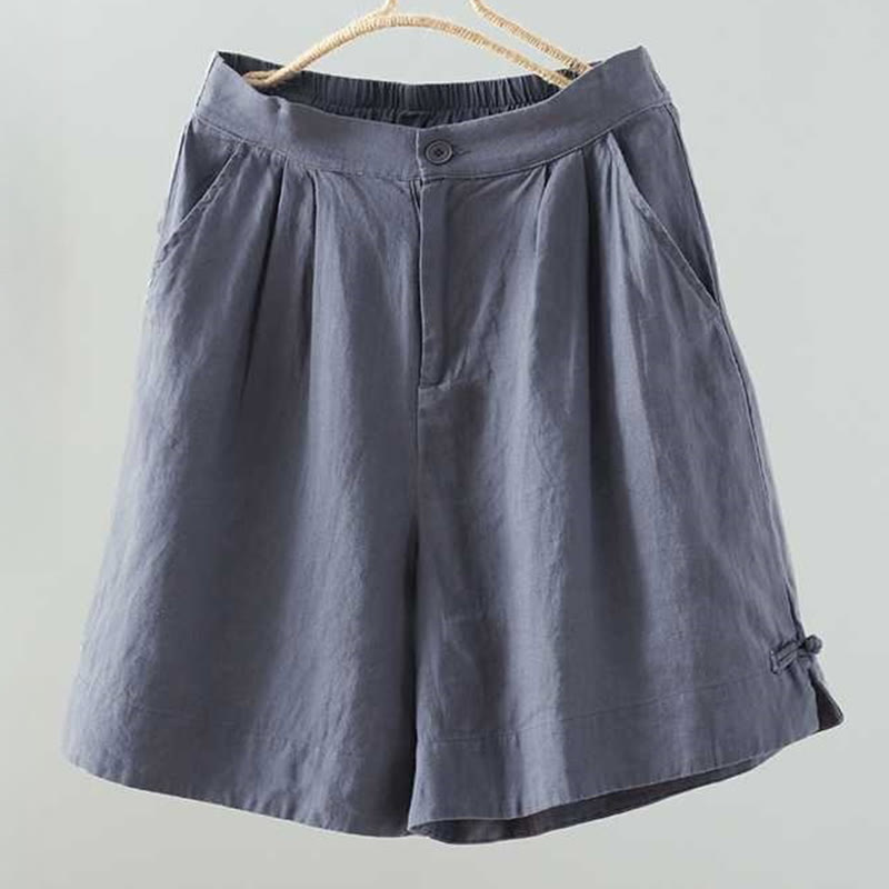 Pantaloncini da donna in fibra acrilica con tasche, Buddha Stones, estivi, casual, tinta unita, con bottone a rana e cerniera - FiordalisoBlu - US12, UK/AU16, EU44 (2XL) - image 0