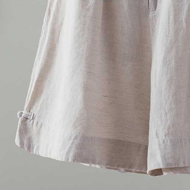 Pantaloncini da donna in fibra acrilica con tasche, Buddha Stones, estivi, casual, tinta unita, con bottone a rana e cerniera - image 7