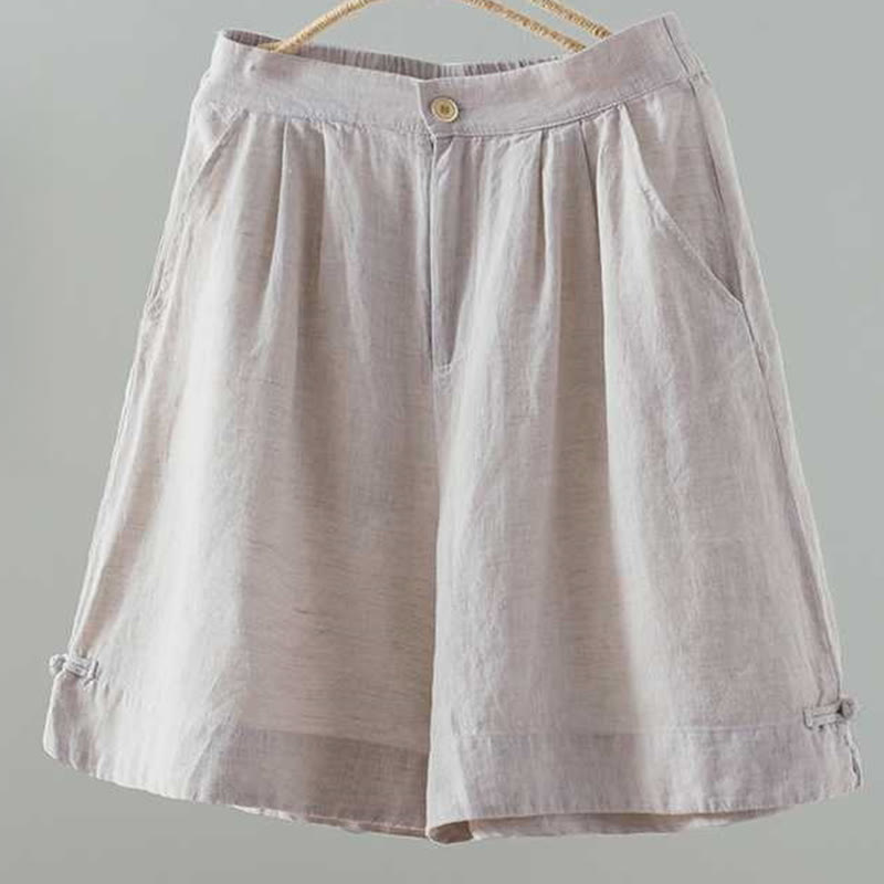 Pantaloncini da donna in fibra acrilica con tasche, Buddha Stones, estivi, casual, tinta unita, con bottone a rana e cerniera - Conchiglia - US12, UK/AU16, EU44 (2XL) - image 6