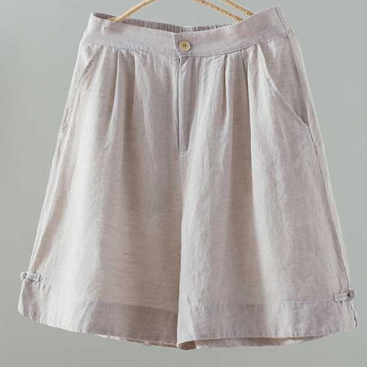 Pantaloncini da donna in fibra acrilica con tasche, Buddha Stones, estivi, casual, tinta unita, con bottone a rana e cerniera - Conchiglia - US12, UK/AU16, EU44 (2XL) - image 6