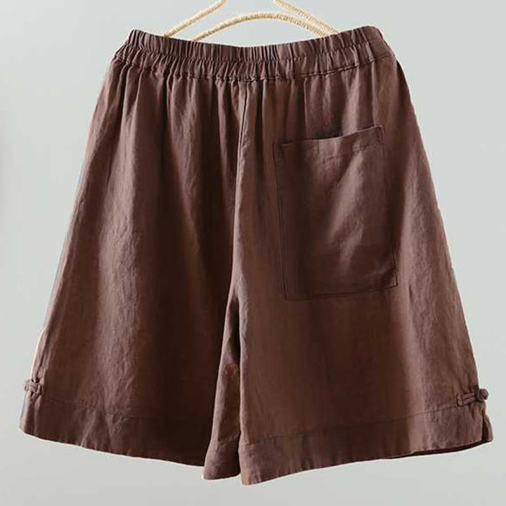 Pantaloncini da donna in fibra acrilica con tasche, Buddha Stones, estivi, casual, tinta unita, con bottone a rana e cerniera - image 12
