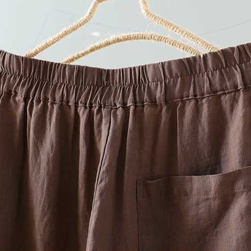 Pantaloncini da donna in fibra acrilica con tasche, Buddha Stones, estivi, casual, tinta unita, con bottone a rana e cerniera - image 18