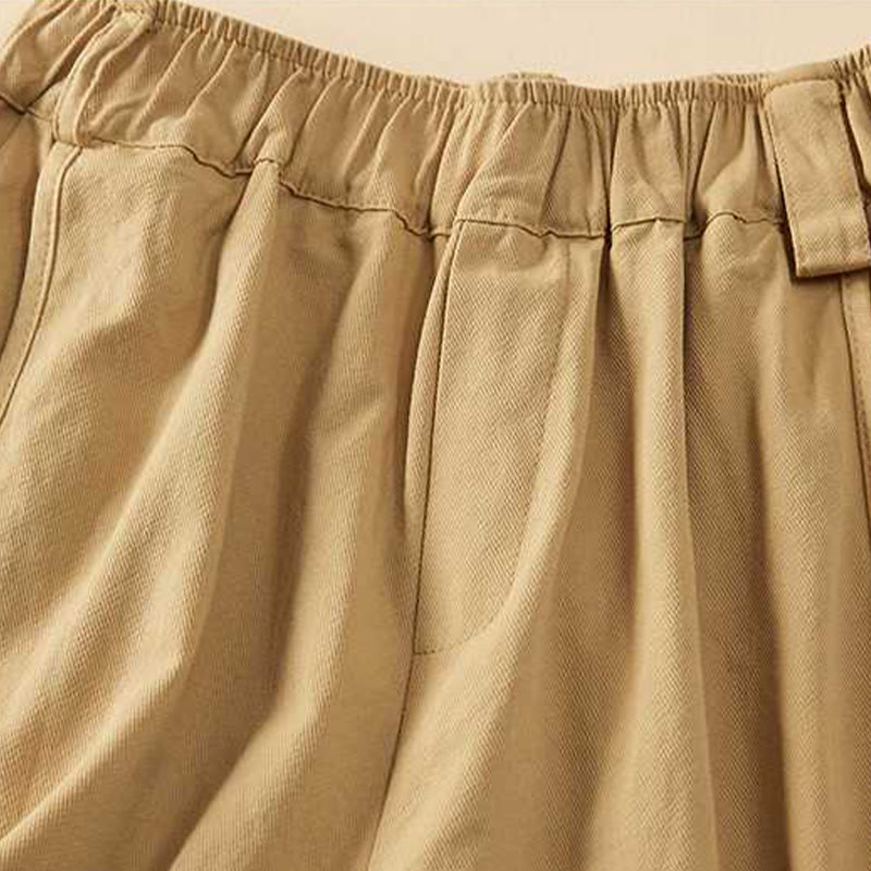 Pantaloncini da donna Buddha Stones, estivi, casual, larghi, in cotone tinta unita con tasche - image 3
