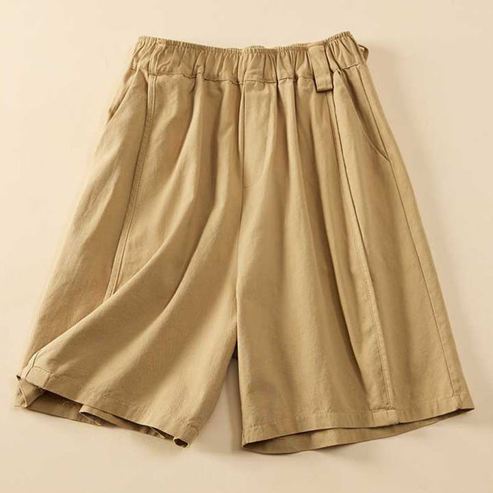 Pantaloncini da donna Buddha Stones, estivi, casual, larghi, in cotone tinta unita con tasche - Verga d'oro - US8-10, UK/AU12-14, EU40-42 (2XL) - image 0