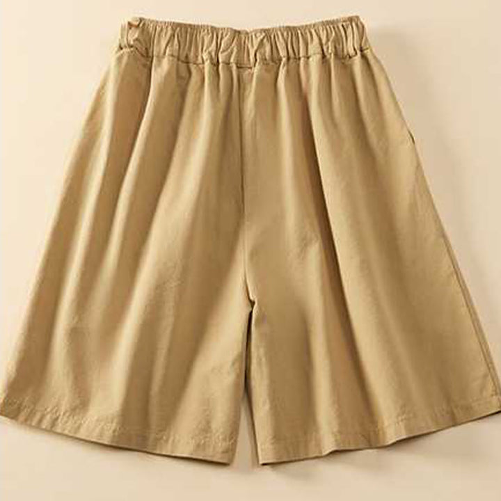 Pantaloncini da donna Buddha Stones, estivi, casual, larghi, in cotone tinta unita con tasche - image 1