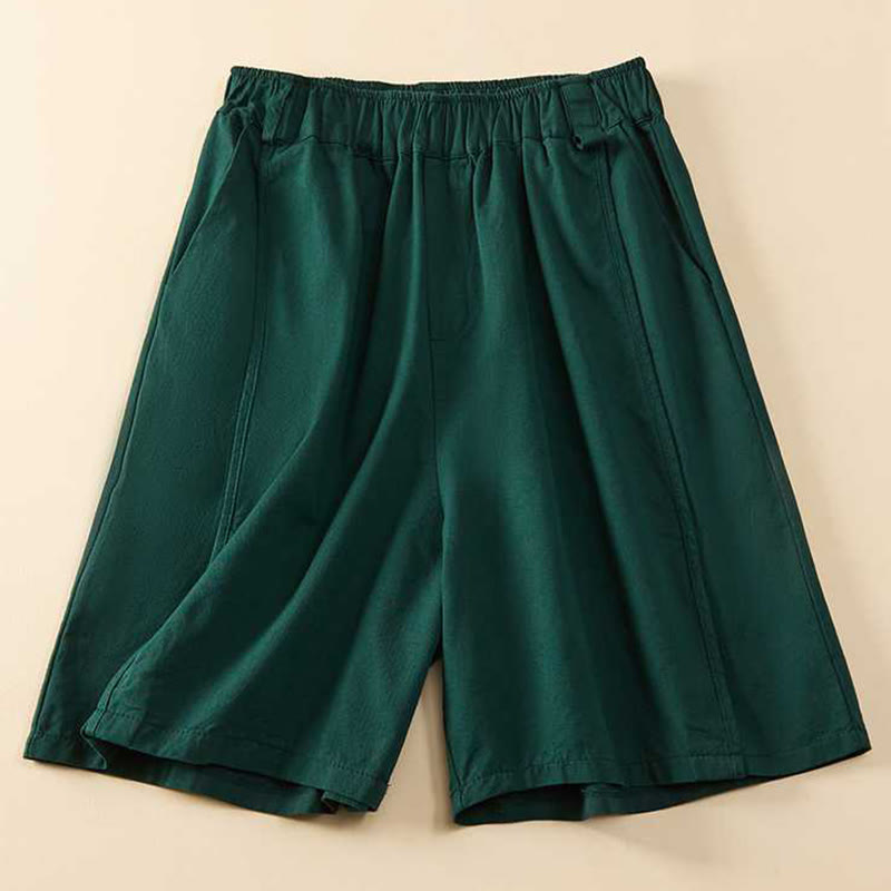 Pantaloncini da donna Buddha Stones, estivi, casual, larghi, in cotone tinta unita con tasche - Verde scuro - US8-10, UK/AU12-14, EU40-42 (2XL) - image 7