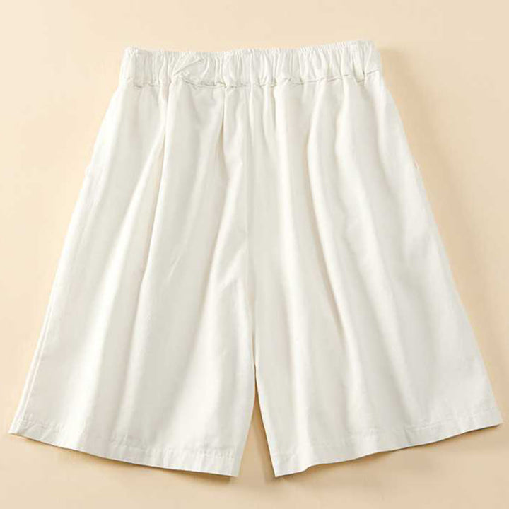 Pantaloncini da donna Buddha Stones, estivi, casual, larghi, in cotone tinta unita con tasche - Bianco - US8-10, UK/AU12-14, EU40-42 (2XL) - image 15