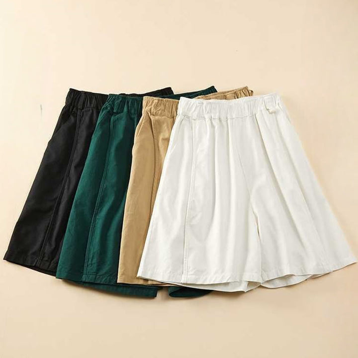Pantaloncini da donna Buddha Stones, estivi, casual, larghi, in cotone tinta unita con tasche - image 28