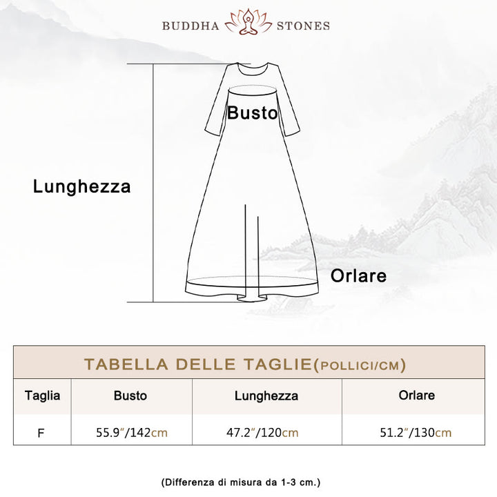 Vestito midi con grafica colorata Buddha Stones , tunica in cotone a mezza manica con tasche - image 3