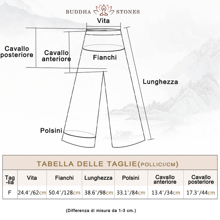 Buddha Stones Vestito midi senza maniche con bottoni a rana e pantaloni larghi in lino ramiè con tasche
