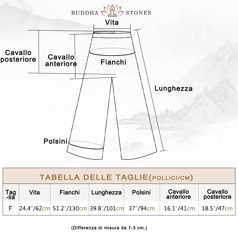 Buddha Stones Vestito midi senza maniche con bottoni a rana e pantaloni larghi in lino ramiè con tasche