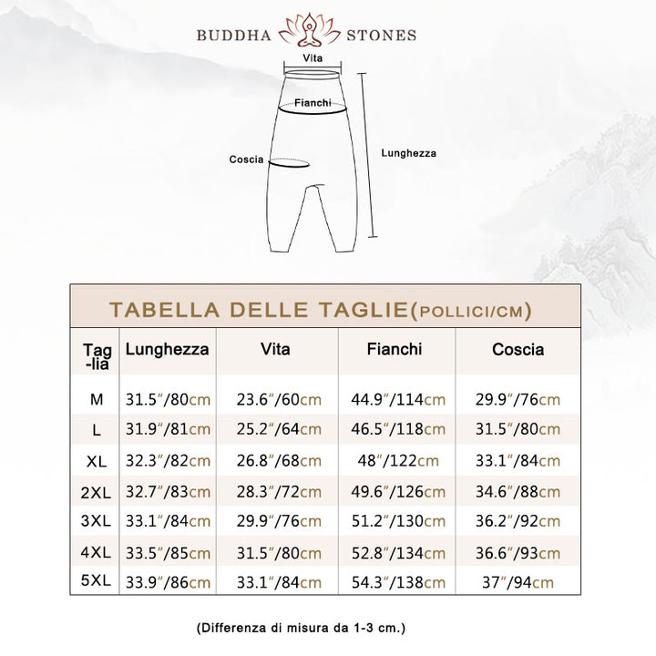 Pantaloni harem lunghi da uomo in cotone con tasche, stampati con Buddha Stones, fiori, foglie, marrone e blu - image 12