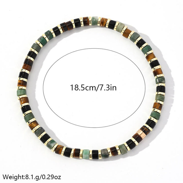 Braccialetto di supporto con pietre di ematite naturale e occhio di tigre Buddha Stones