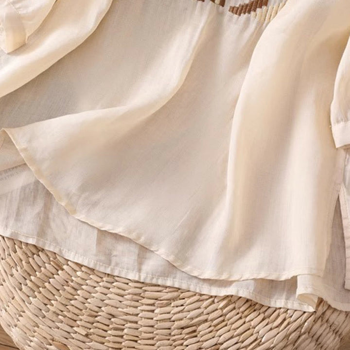 T-shirt casual da donna con scollo a giro, manica corta, in spandex, con ricamo simmetrico Buddha Stones - image 39