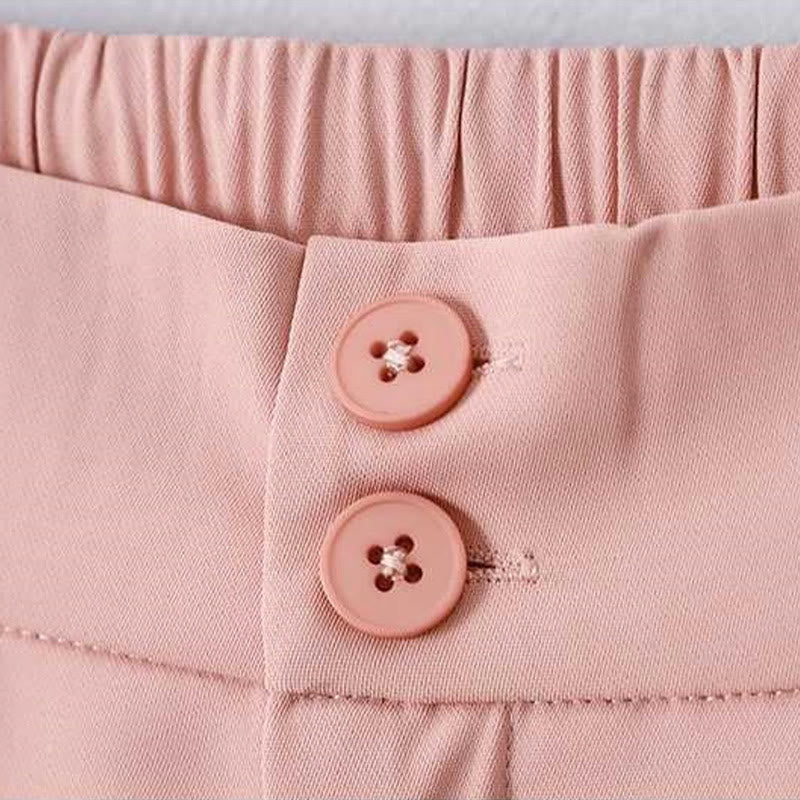 Pantaloncini da donna in lino e cotone tinta unita con tasche , Buddha Stones, casual, estivi, con cerniera e bottone