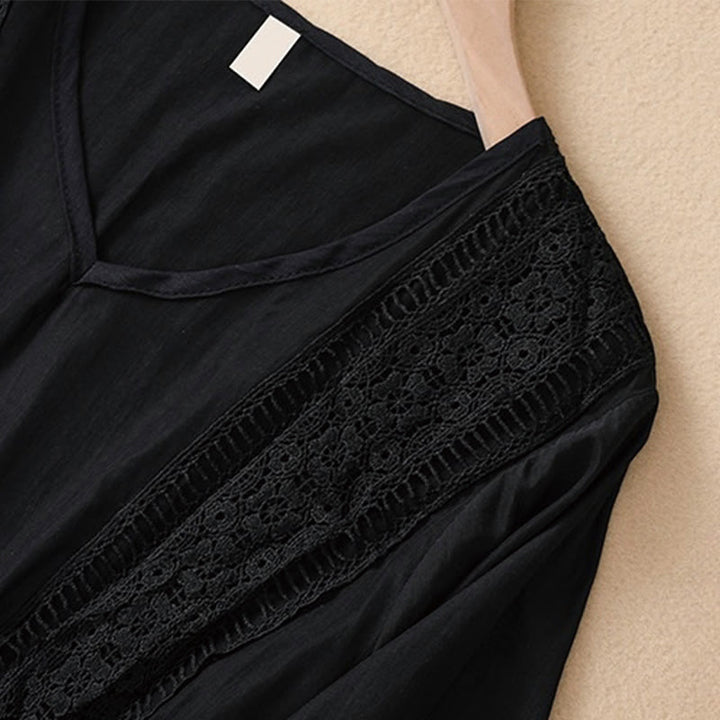 Abito lungo da donna in lino e cotone con coulisse, manica lunga a lanterna, tinta unita, estivo, con tasche, motivo Buddha Stones