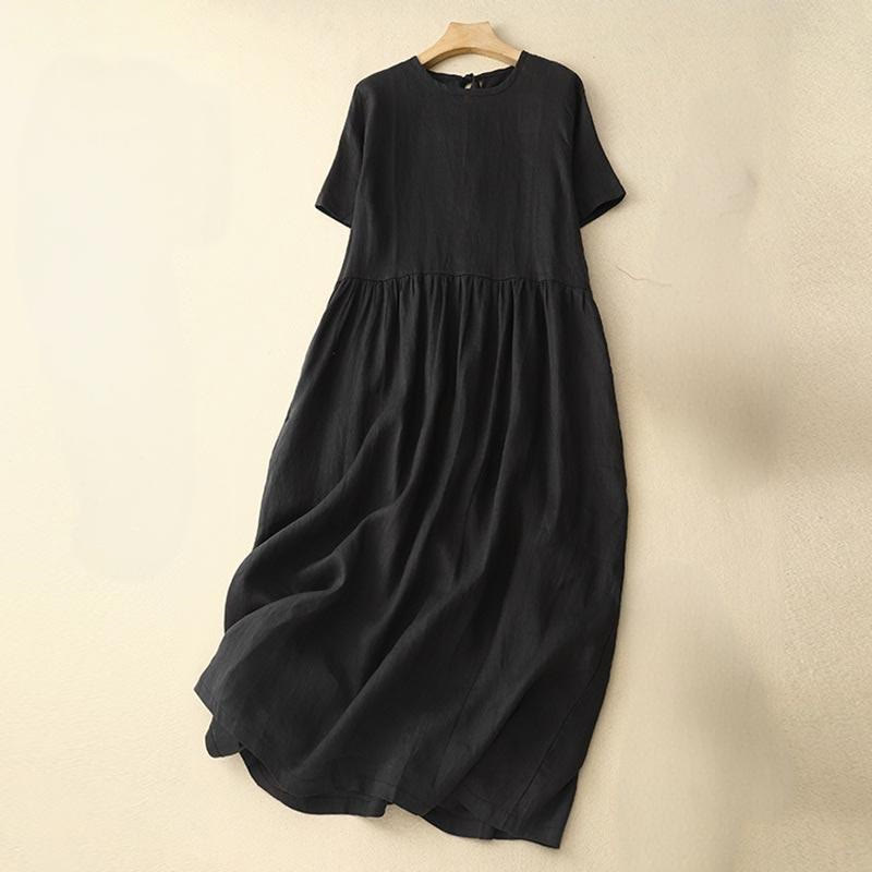 Abito midi da donna casual a maniche corte con fiocco e tasche, con stampa Buddha Stones. - Nero - US8-10, UK/AU12-14, EU40-42 (2XL) - image 8