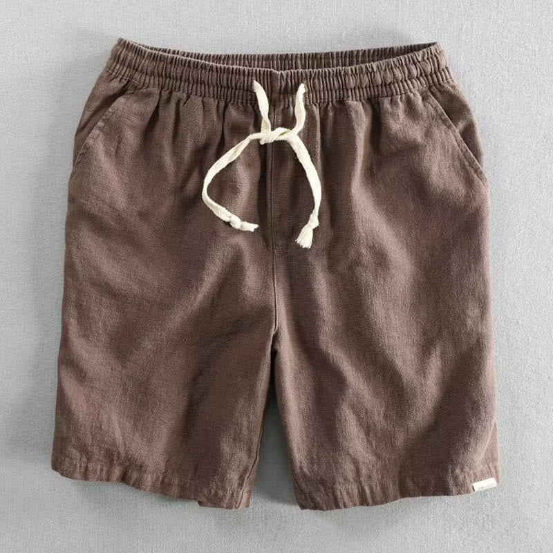 Pantaloncini da uomo in cotone con coulisse e elastico in vita con tasche Buddha Stones - Marrone sella - US/UK/AU40, EU50 (3XL) - image 5