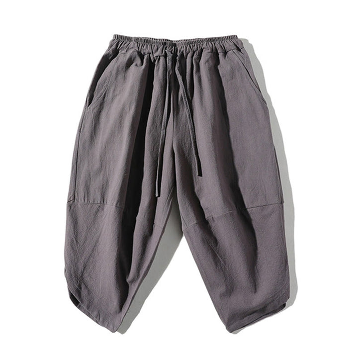 Set di 2 magliette con colletto a punta semplice Buddha Stones, lunghezza 7-8, pantaloncini a gamba larga con tasche, in cotone e lino, per meditazione da uomo