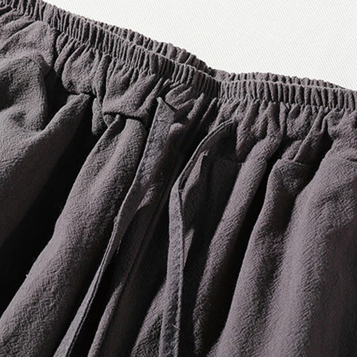 Set di 2 magliette con colletto a punta semplice Buddha Stones, lunghezza 7-8, pantaloncini a gamba larga con tasche, in cotone e lino, per meditazione da uomo