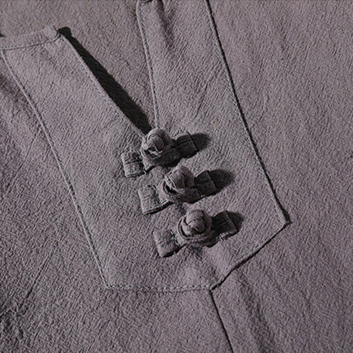Set di 2 magliette con colletto a punta semplice Buddha Stones, lunghezza 7-8, pantaloncini a gamba larga con tasche, in cotone e lino, per meditazione da uomo
