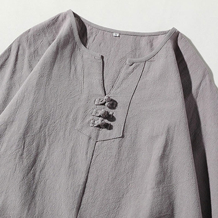 Set di 2 magliette con colletto a punta semplice Buddha Stones, lunghezza 7-8, pantaloncini a gamba larga con tasche, in cotone e lino, per meditazione da uomo