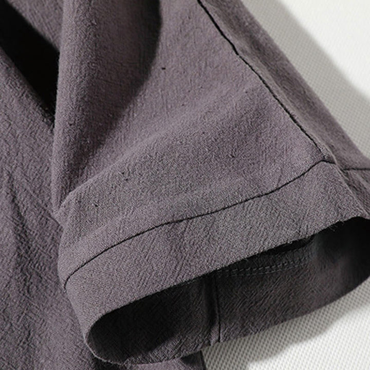 Set di 2 magliette con colletto a punta semplice Buddha Stones, lunghezza 7-8, pantaloncini a gamba larga con tasche, in cotone e lino, per meditazione da uomo