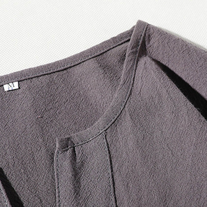 Set di 2 magliette con colletto a punta semplice Buddha Stones, lunghezza 7-8, pantaloncini a gamba larga con tasche, in cotone e lino, per meditazione da uomo