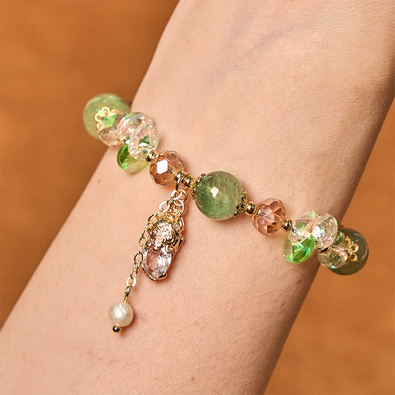 Braccialetto della prosperità PiXiu in quarzo fragola verde citrino naturale Buddha Stones