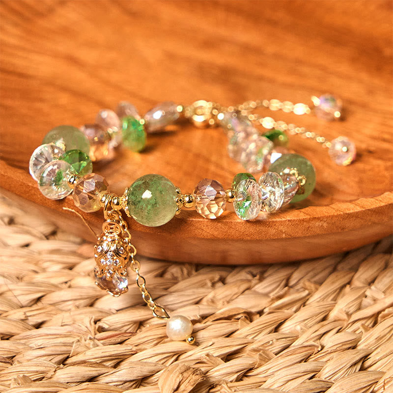 Braccialetto della prosperità PiXiu in quarzo fragola verde citrino naturale Buddha Stones