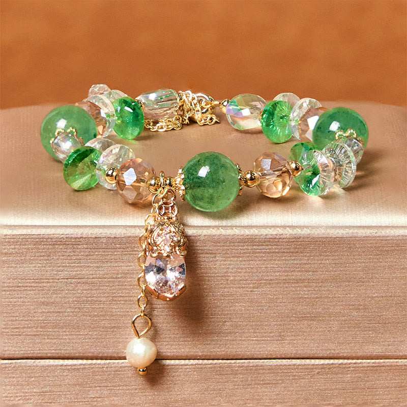Braccialetto della prosperità PiXiu in quarzo fragola verde citrino naturale Buddha Stones
