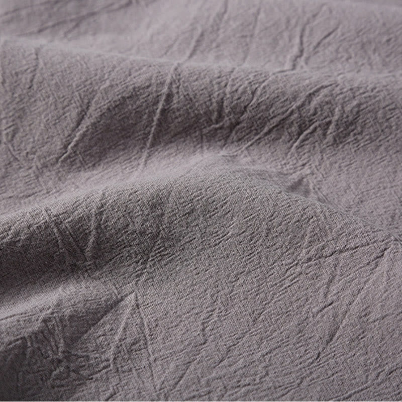 Set di 2 magliette a maniche corte con colletto a tacca semplice Buddha Stones, pantaloncini con tasche, in cotone e lino, per meditazione da uomo - image 18